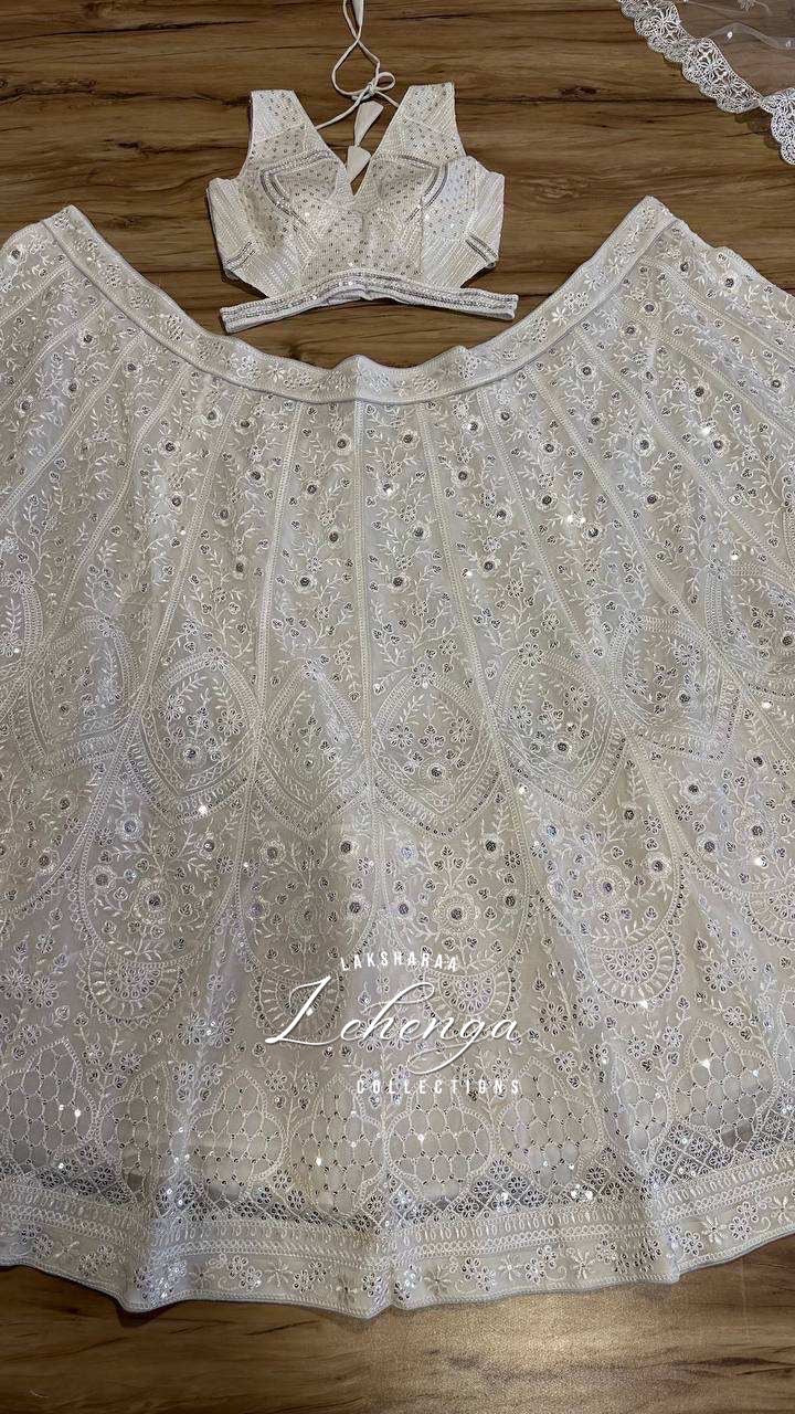 GRANDE - Designer White Lehenga