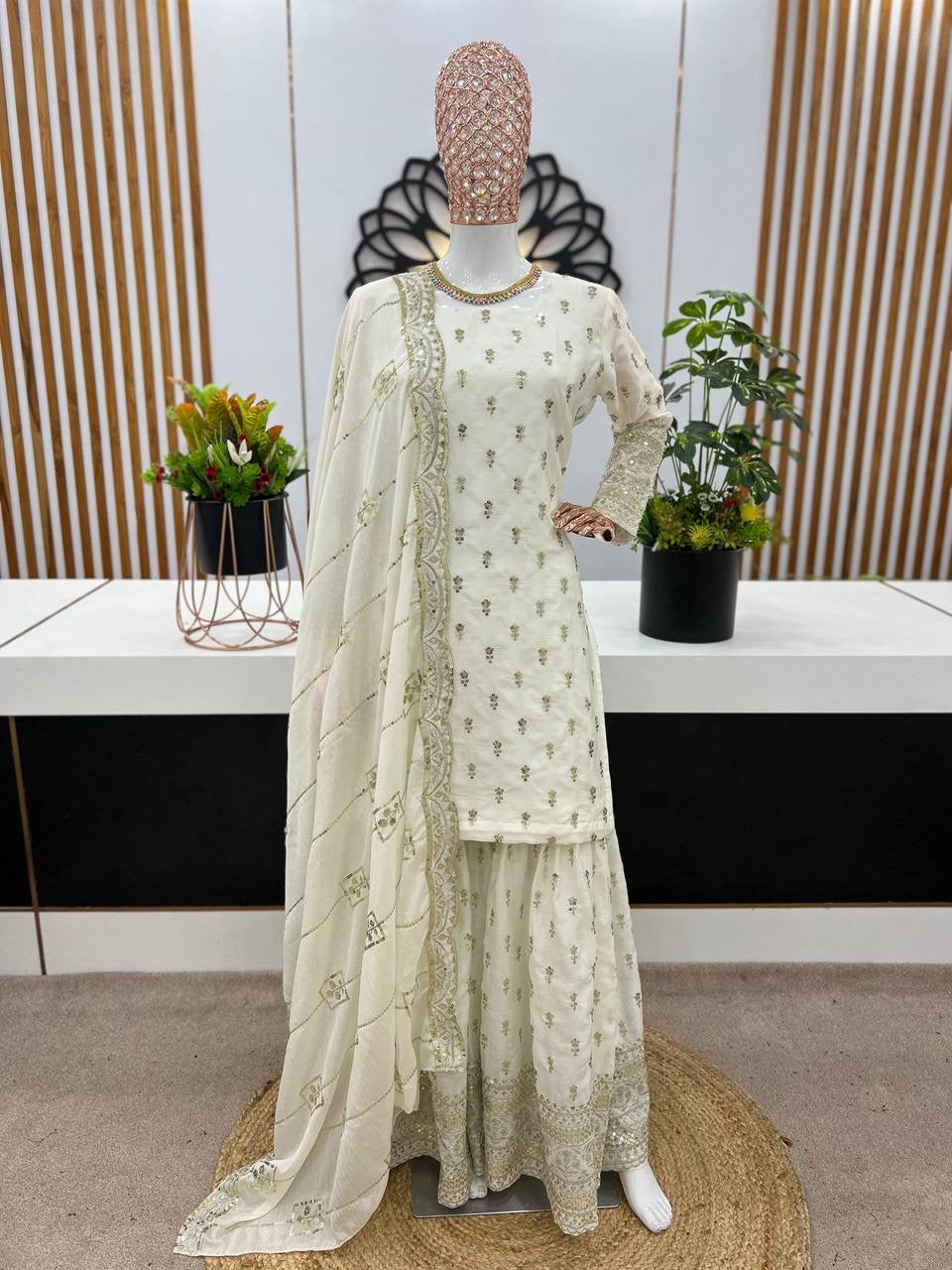 TEJ - Pretty White Sharara Suit