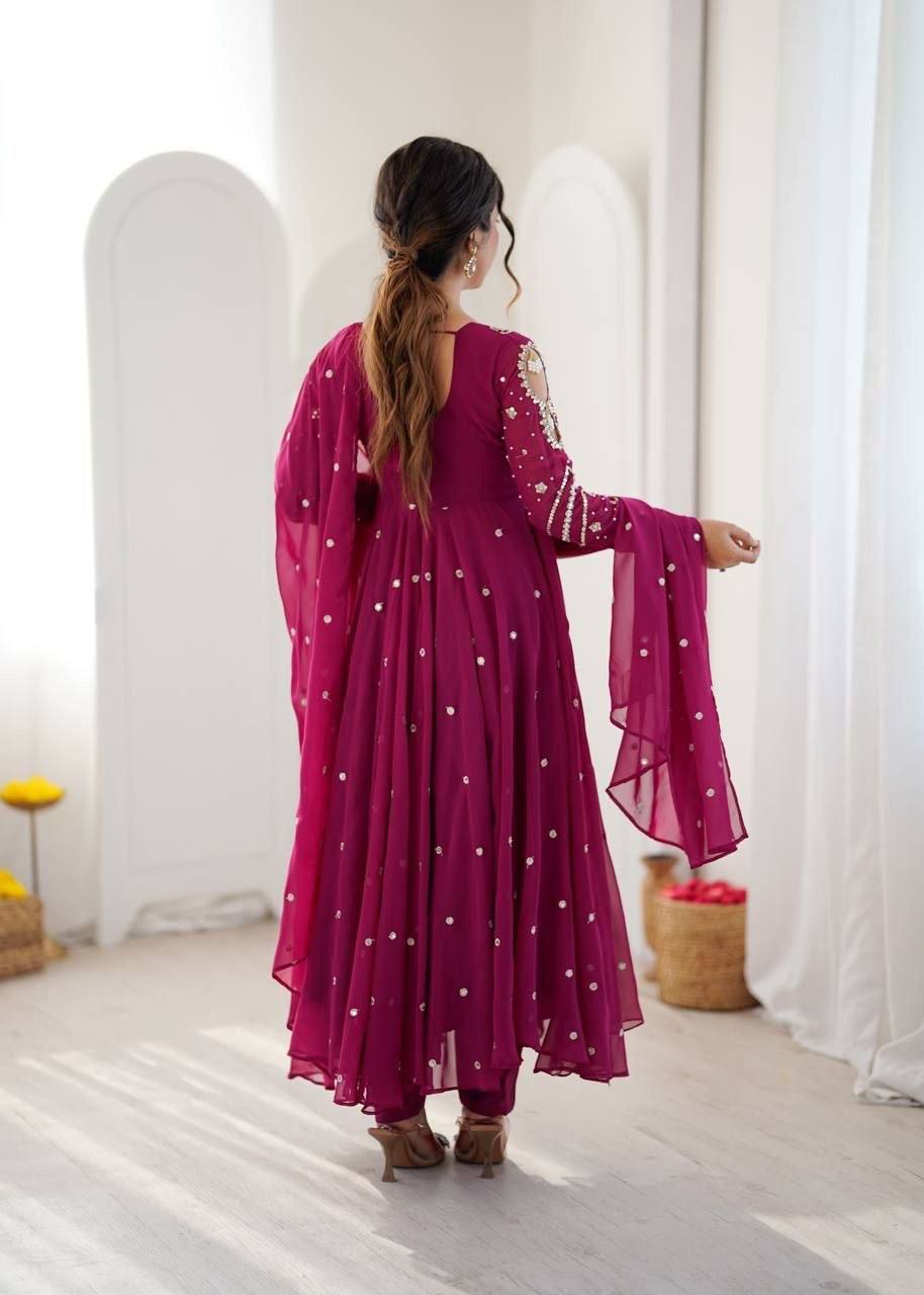 Laksharaa Sarees MAHASI - Georgette Anarkali Magenta Back View