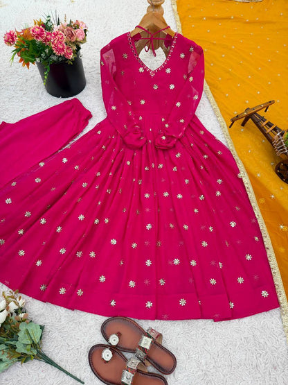 Laksharaa Sarees SHAHI — Georgette Anarkali Suit Fuchsia