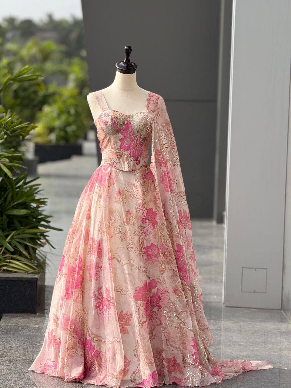 Laksharaa Sarees DIANA Corset Style Partywear Lehenga Light Pink