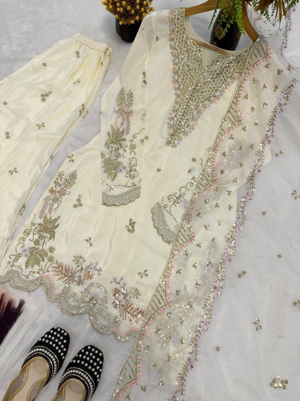 Laksharaa Sarees ARUSHI 2.0 Designer Suit Cream Outfit Presentation