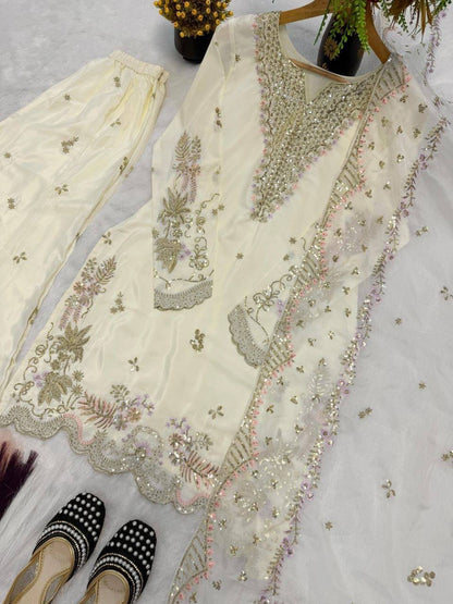 Laksharaa Sarees ARUSHI 2.0 Designer Suit Cream Outfit Presentation