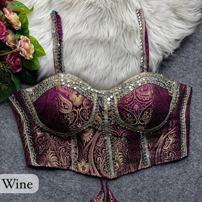 Laksharaa Sarees Partywear Western Style Corset Blouse Wine