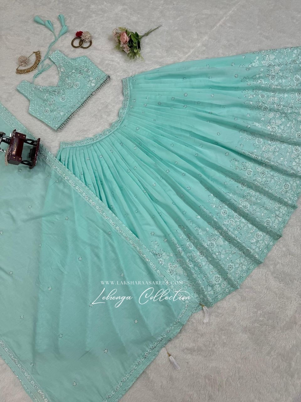 Pastel Blue Georgette Lehenga