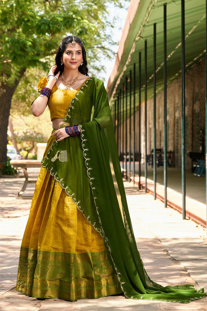 Meenaxi - Half Sarees Kanchi Banarasi Lehenga