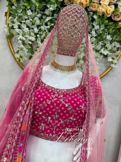 JUHI - Pink x Orange Multi Coloured lehenga