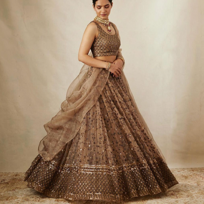 Brownish x Gold Lehenga