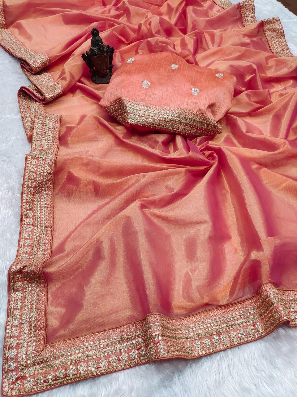 Elana Soft Tissue Organza Saree with Pretty Border