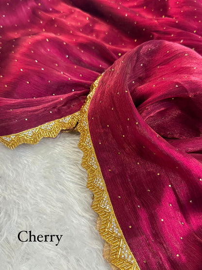 VICTORIA - Luxury Shimmer Silk Saree x Gold Border