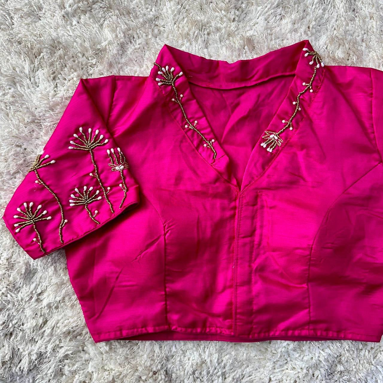 Mandarin Collar Partywear Readymade Blouse