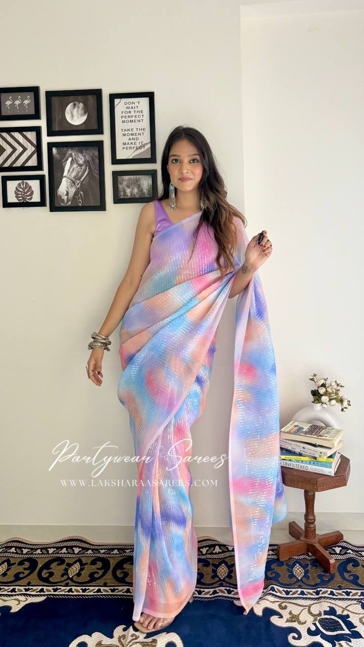 MAADHURII - Crush Georgette x Sequin Partywear Saree