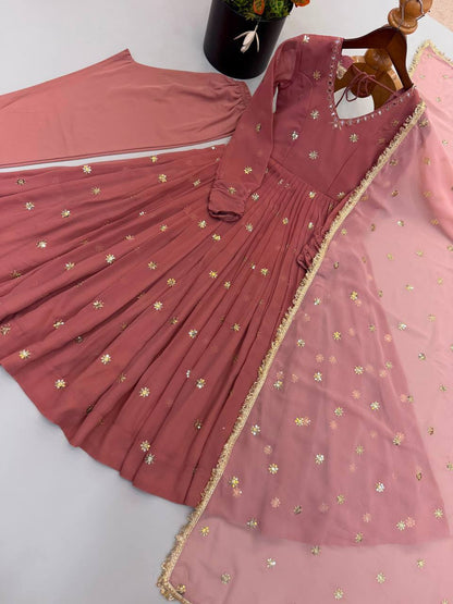 Laksharaa Sarees SHAHI — Georgette Anarkali Suit Dusty Rose