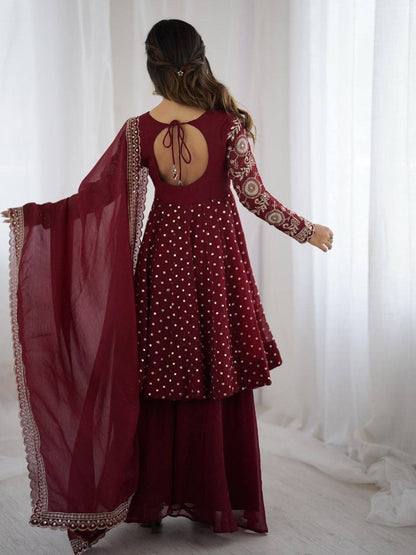 Laksharaa Sarees ZARINA Peplum crunchy suit Burgundy