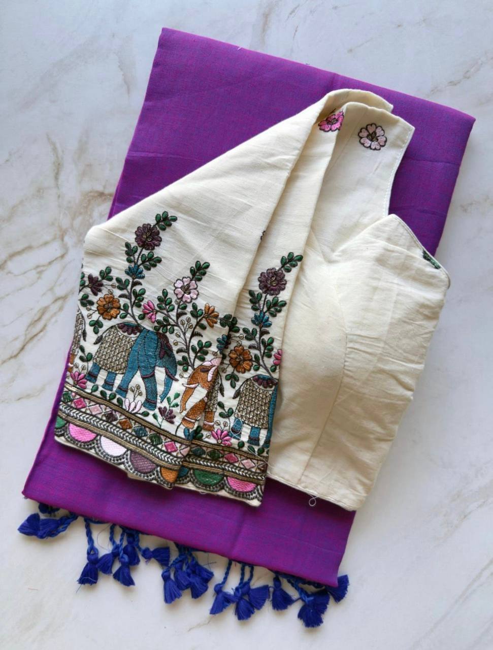 Laksharaa Sarees SUGEE comfy kadhi cotton saree x readymade blouse Violet