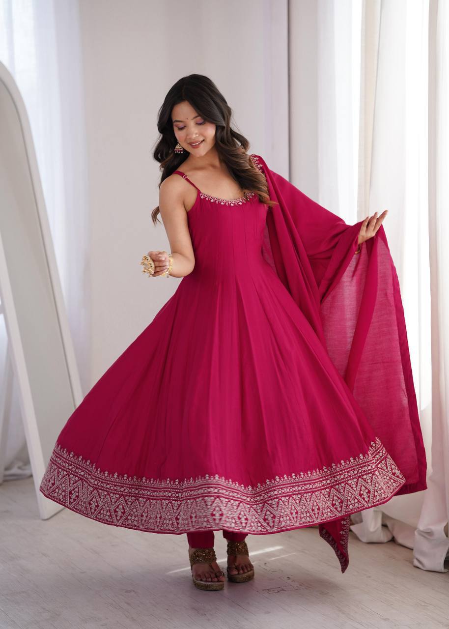 Laksharaa Sarees MINIKI Anarkali Suit Pink Model Twirling