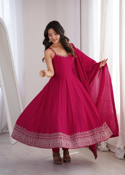 Laksharaa Sarees MINIKI Anarkali Suit Pink Model Twirling