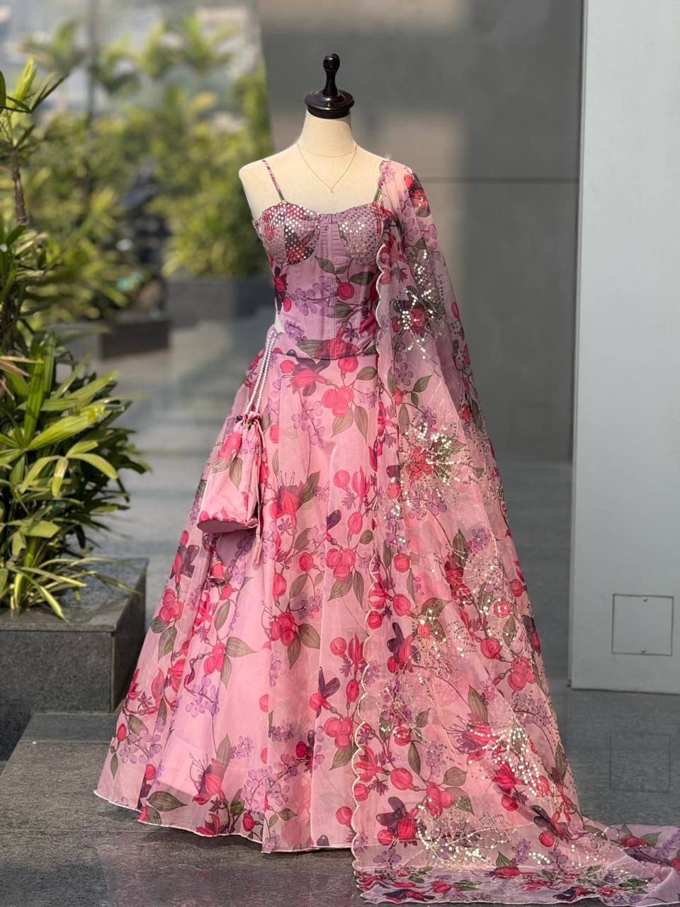 Laksharaa Sarees DIANA - DARK pink Corset Style Partywear Lehenga Dark Pink Full View