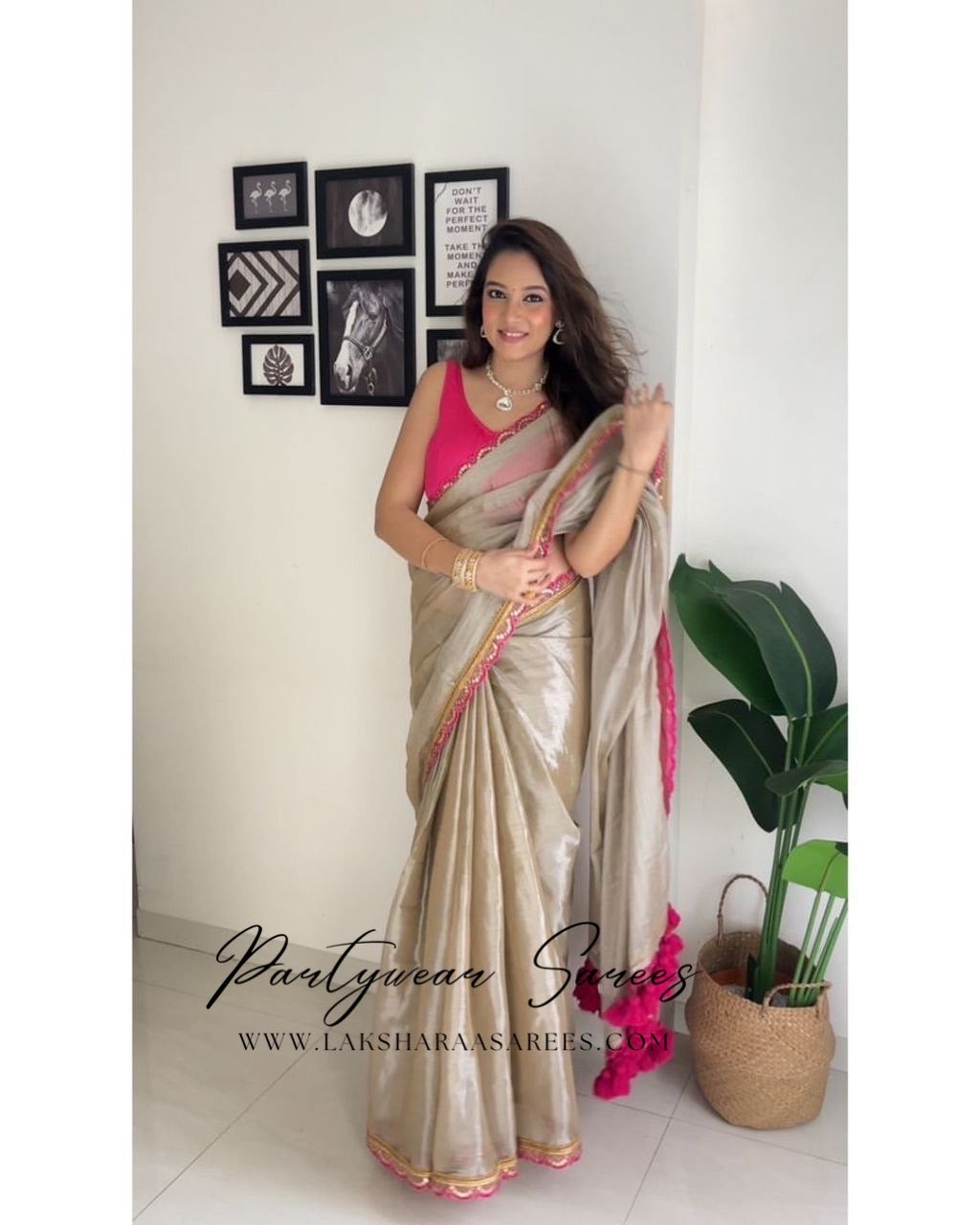 DISHAA - Tissue Saree x Tassel Border