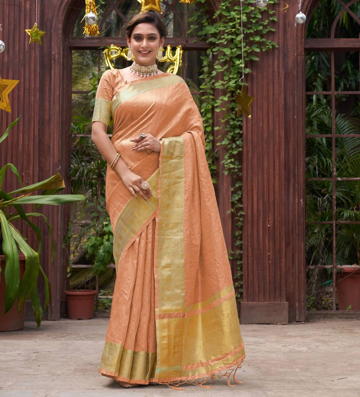 Soft Silk Saree x Gold Border