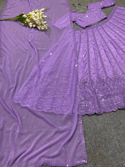 LINI - Lilac Purple Georgette Lehenga