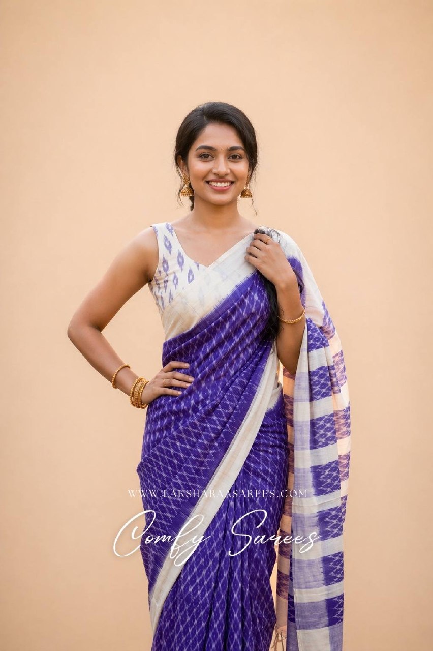Laksharaa Sarees ALIANA - ikkat cotton saree Purple and White