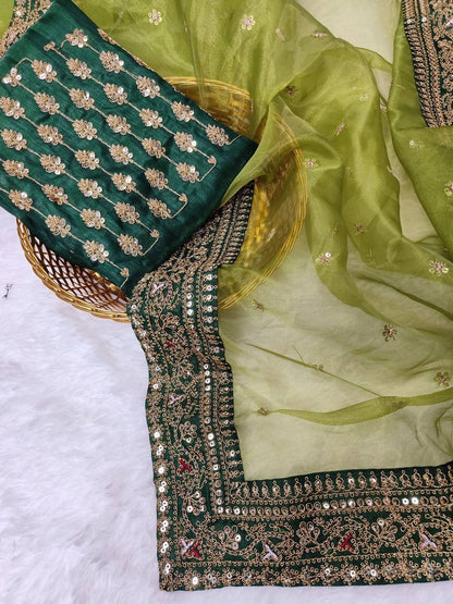 Designer Green Organza Saree