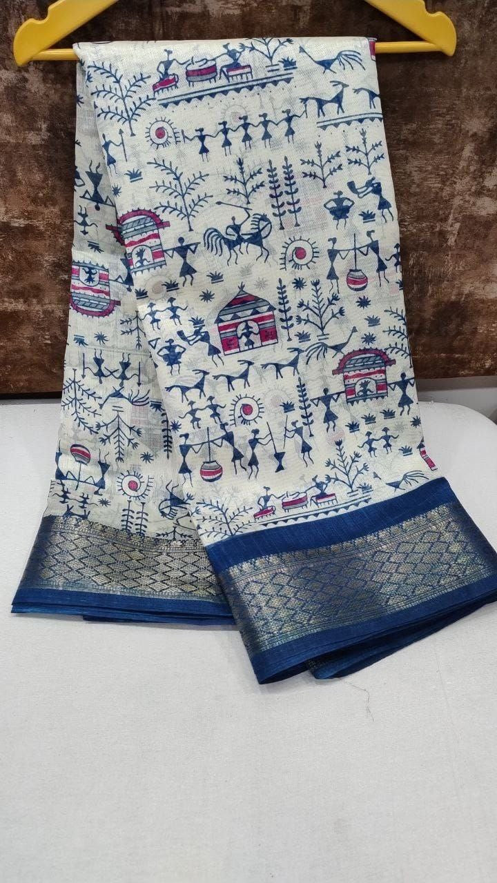 Soft Dola Silk x Tribal Print Saree