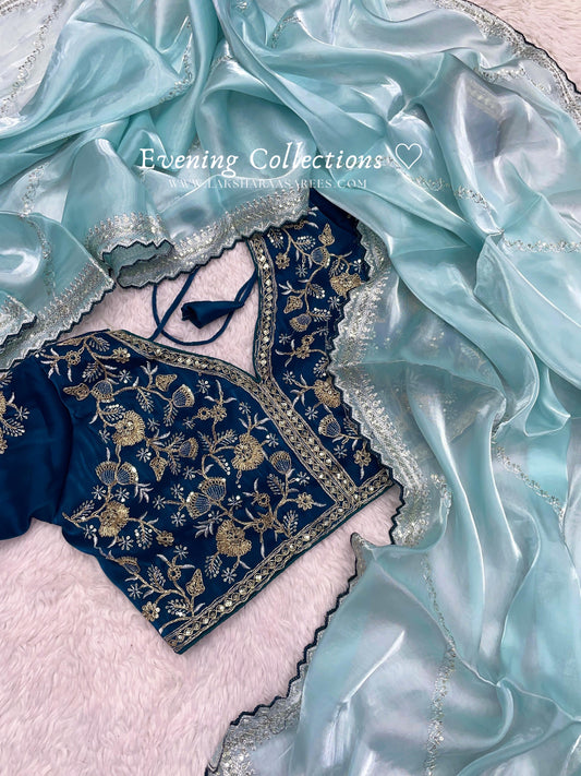 SONIYAA - Shimmer Silk Saree x Readymade Blouse