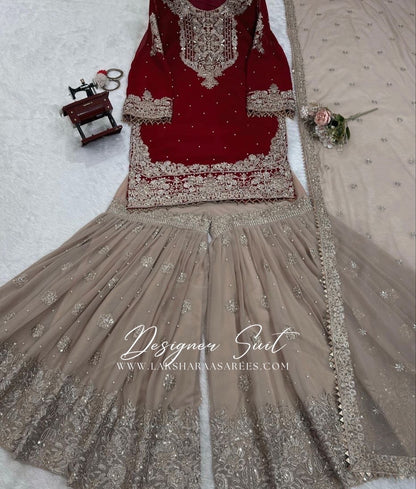 LAVISHA - Maroon Designer Sharara Suit