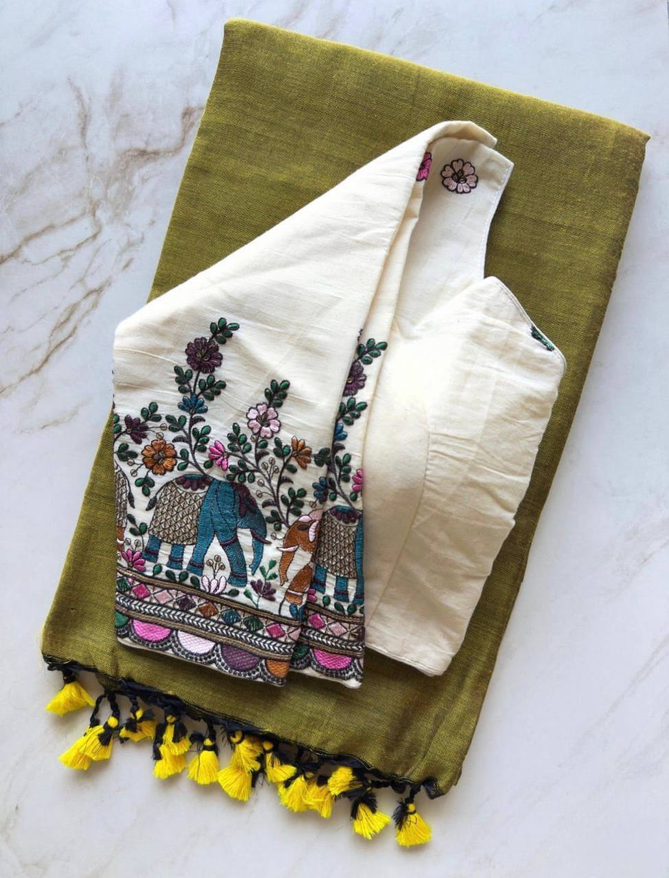 Laksharaa Sarees SUGEE comfy kadhi cotton saree x readymade blouse Mustard Yellow