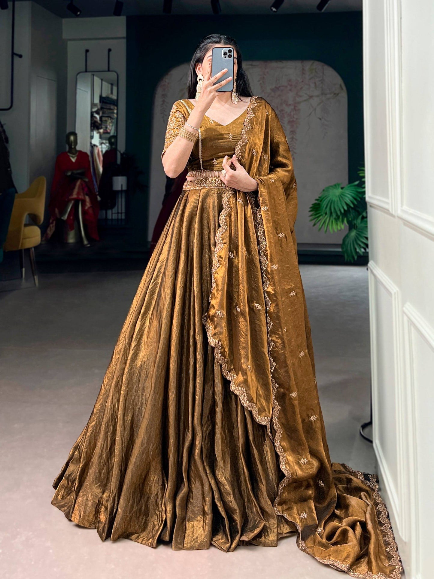 Laksharaa Sarees SAHANA — Metallic Shimmer Partywear Lehenga Bronze