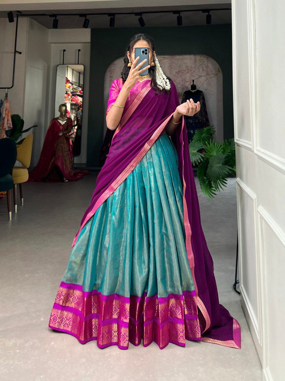 Aruni - Half Sarees Kanchi Banarasi Lehenga