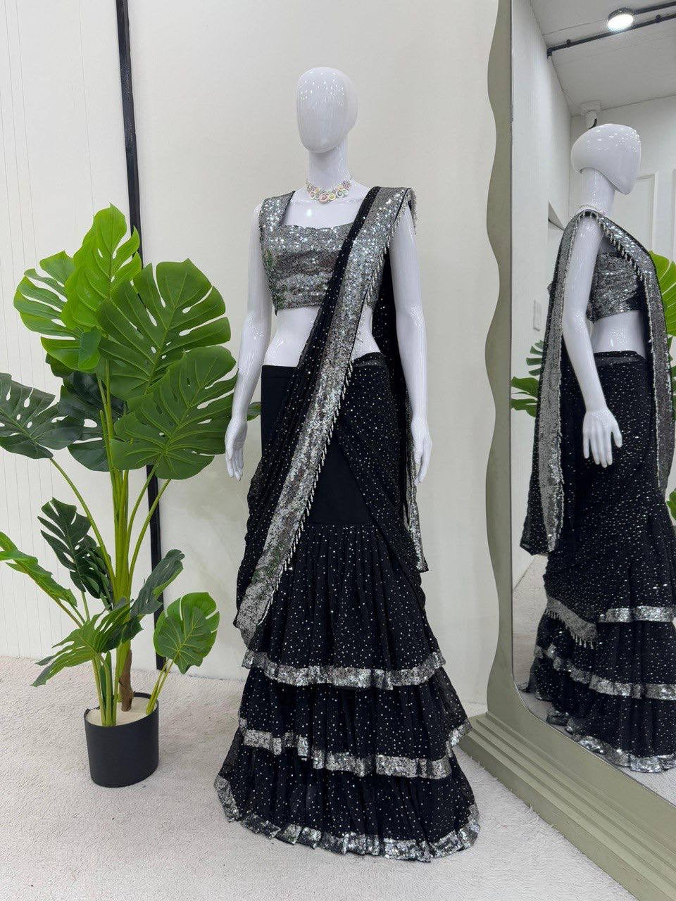 VEDIKA - Ruffle Half Saree Lehenga