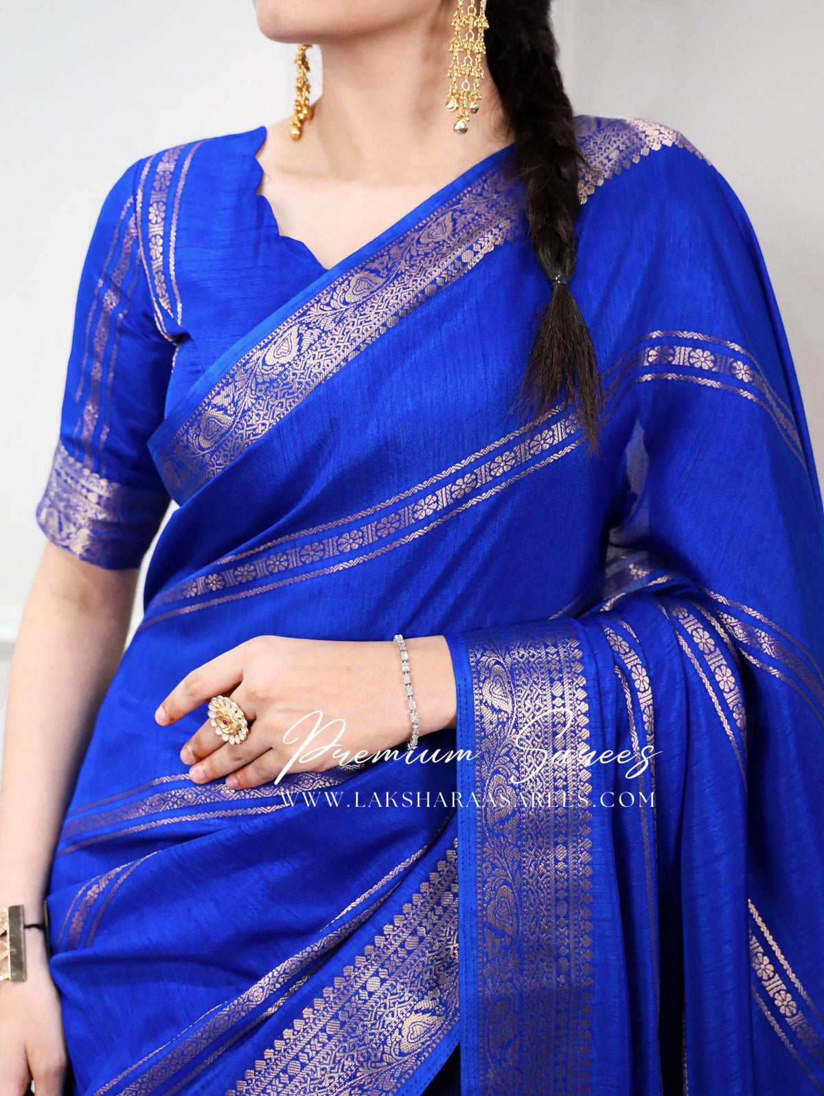Laksharaa Sarees BANU Dola silk Saree Royal Blue