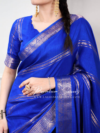 Laksharaa Sarees BANU Dola silk Saree Royal Blue