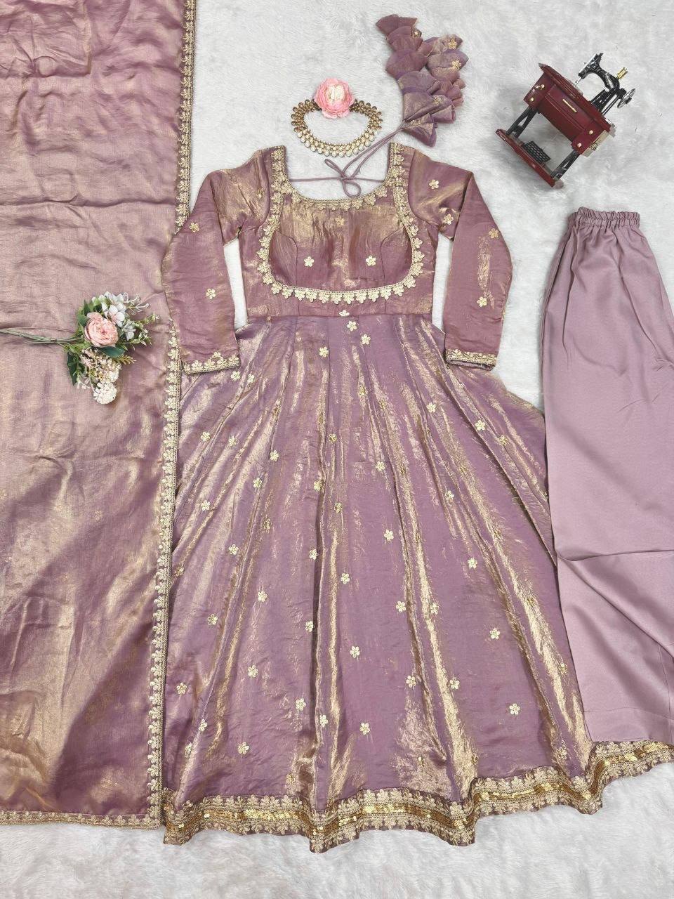 Laksharaa Sarees MIYAA — shimmer silk Anarkali suit Mauve