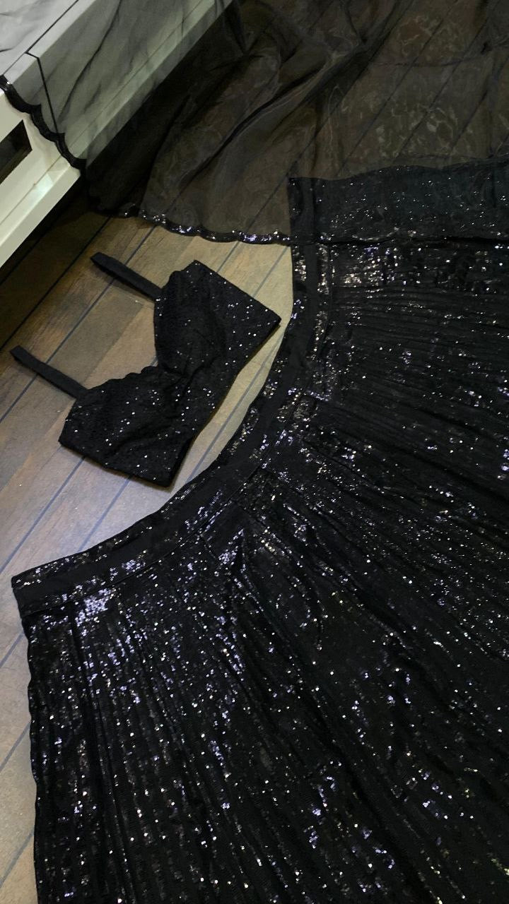 INAYAA - Sparkly Black Lehenga x Sequin Work