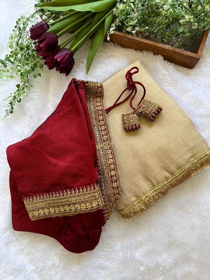 SANTOSHI - Soft Tissue Saree x Readmade Blouse