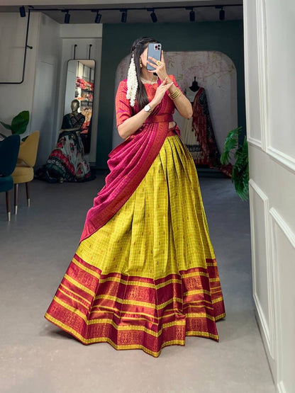 Azhagi - Half Sarees Kanchi Banarasi Lehenga