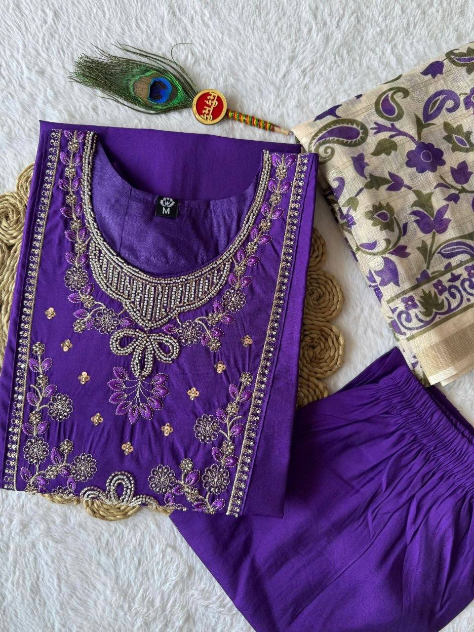 Laksharaa Sarees Kurti Set Purple Close Up View