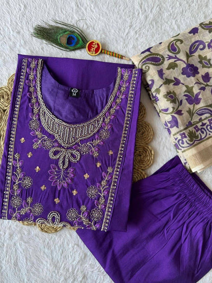 Laksharaa Sarees Kurti Set Purple Close Up View