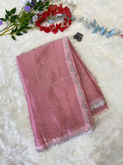 AMELIE - Shimmer Silk Saree with Stone Border