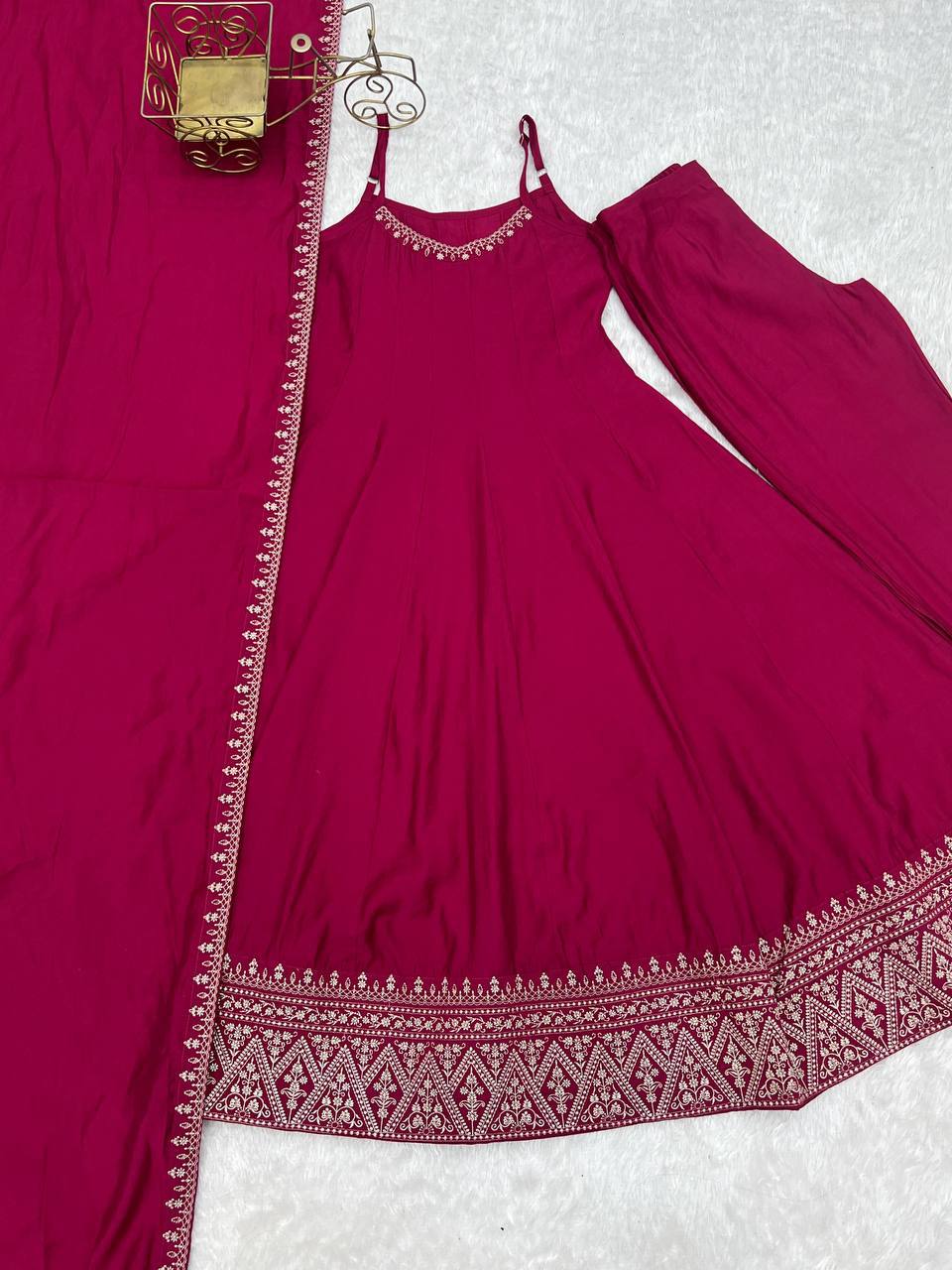 Laksharaa Sarees MINIKI Anarkali Suit Pink Flat Lay Full View