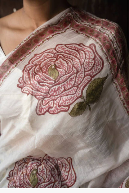 Linen Rose Saree