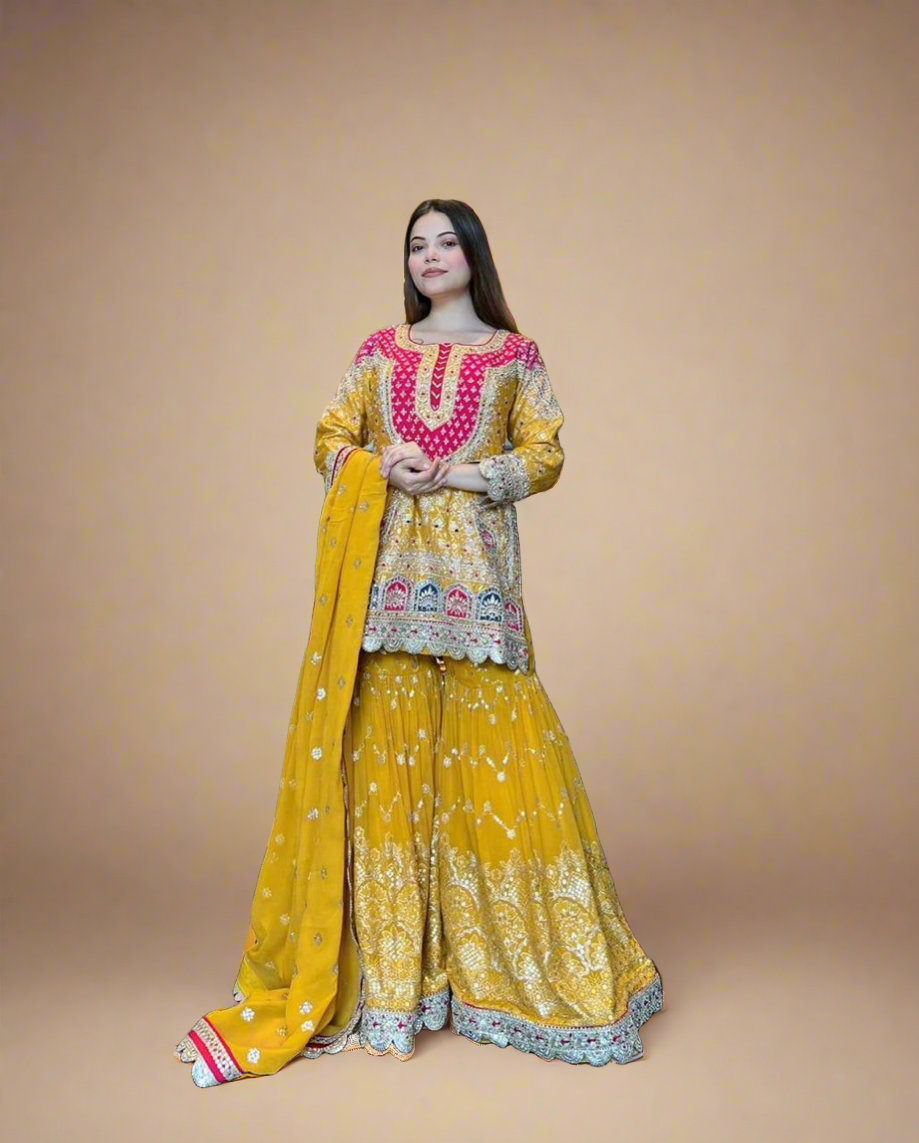 Mustard x Pink Sharara Suit