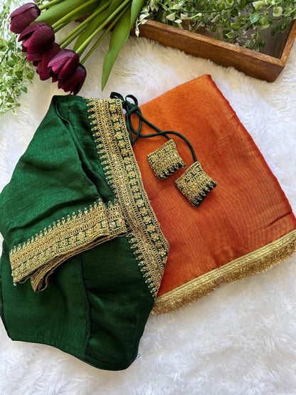 SANTOSHI - Soft Tissue Saree x Readmade Blouse