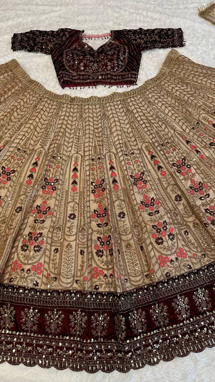 Maroon x Coffee Bridal Lehenga