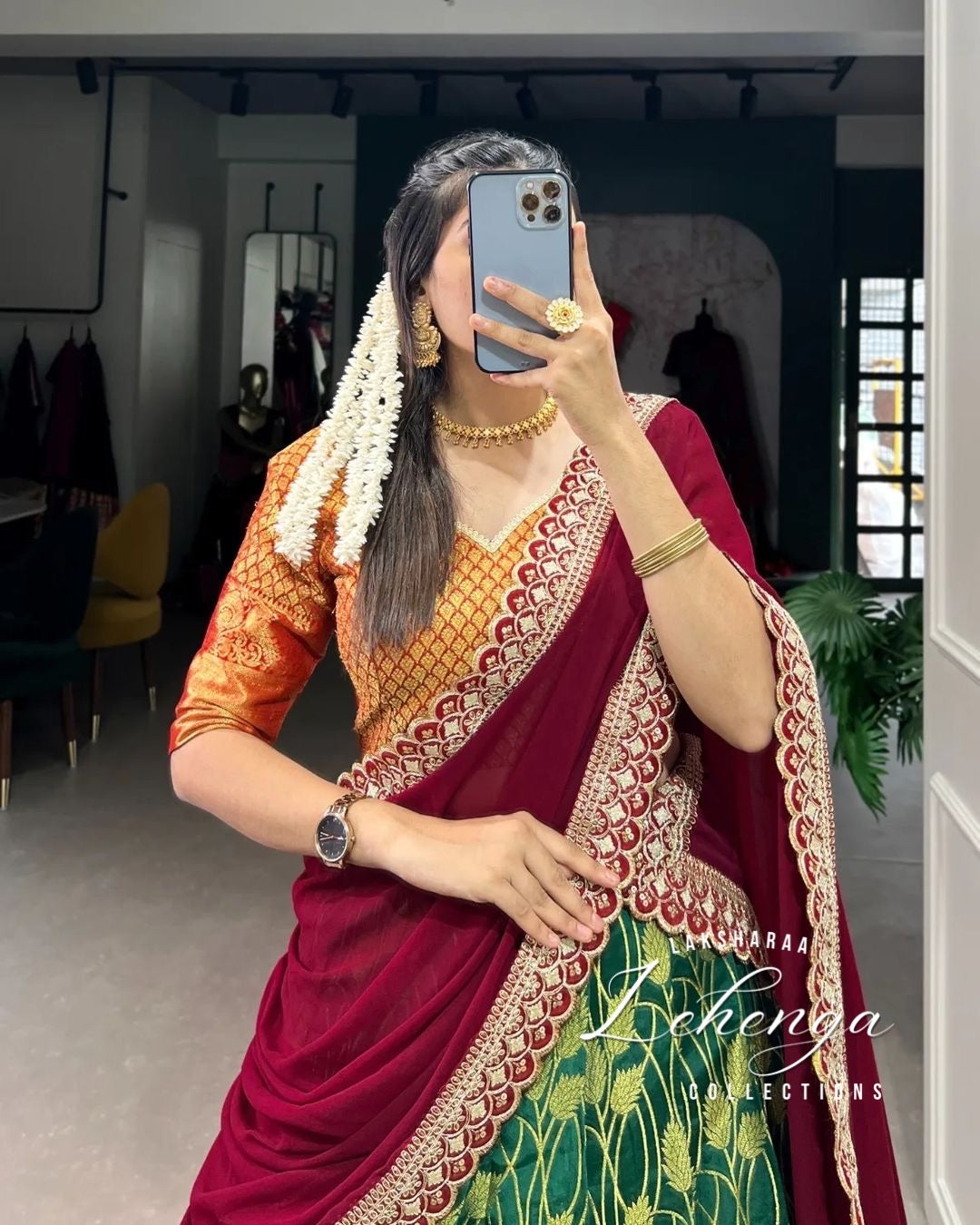 AARTHI - Half Sarees Kanchi Banarasi Lehenga