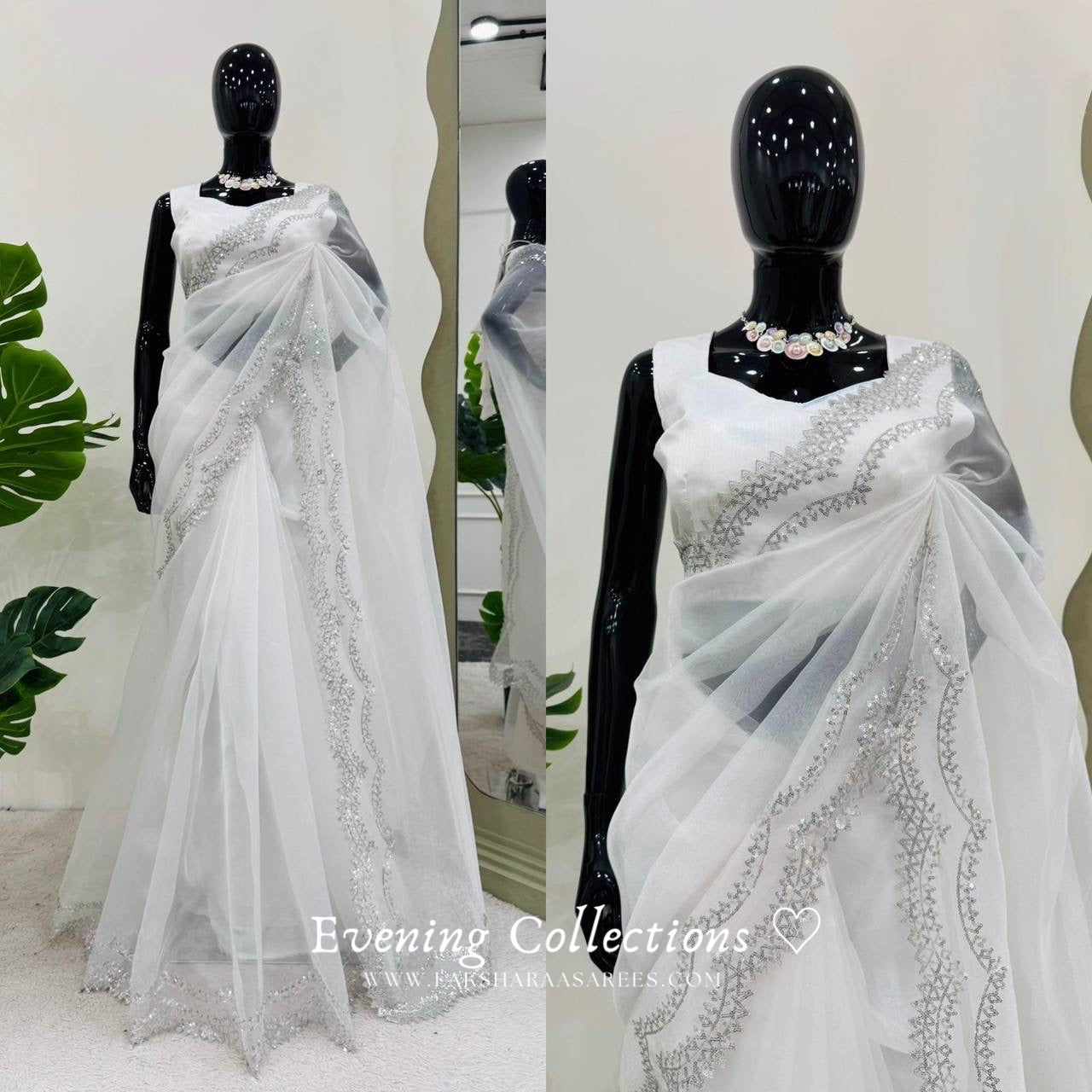 SITA - White Dreamy Organza Partywear  saree